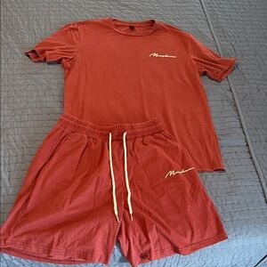 SHEIN Men's Rust Red Athletic Shorts Set